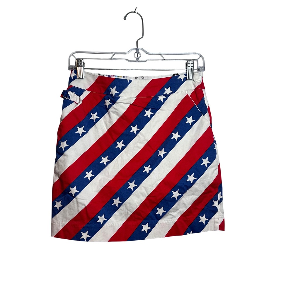 ROYAL & AWESOME Womens Skirt USA Flag‎ Stars Stripes Golf Tennis Athleisure SZ 4